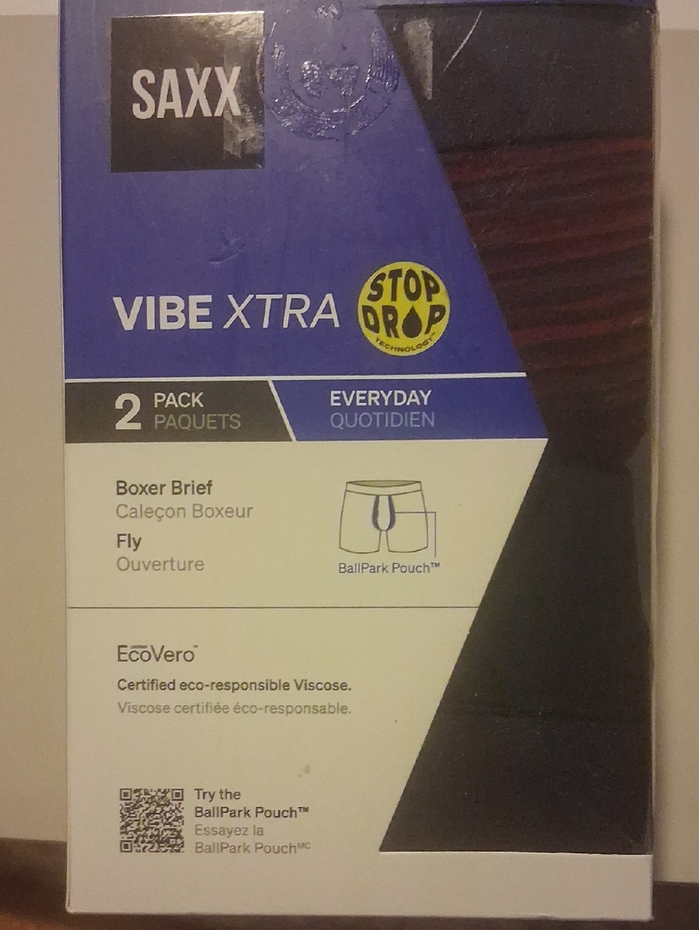 Saxx Vibe XTRA 2-Pack Boxer Briefs - Red Stripe & Black L